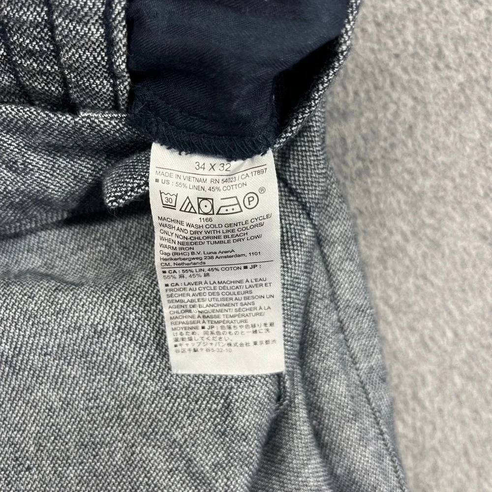 Banana Republic Athletic Pants Mens 34x32 Grey Linen Cotton Drawstring Trousers